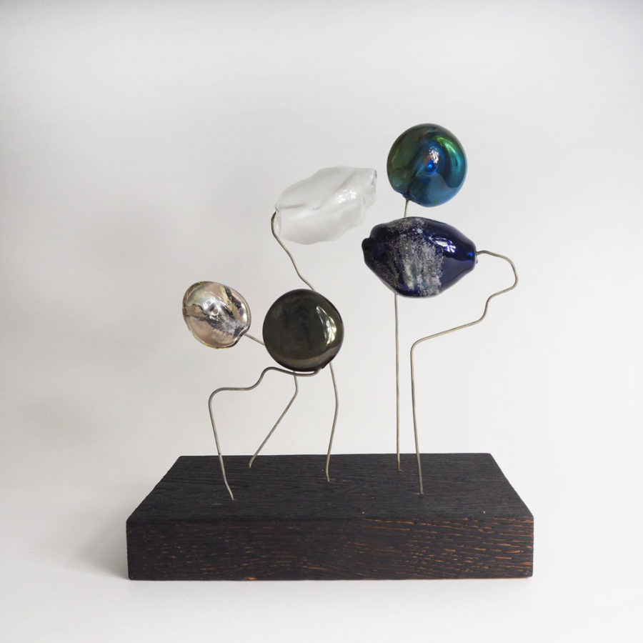 sculpture en perles de verre soufflé avec inscrustation