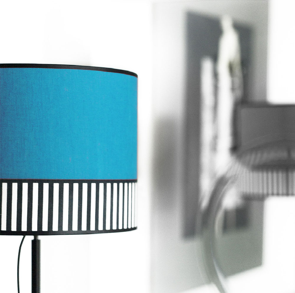 abat-jour tissu lampion bleu