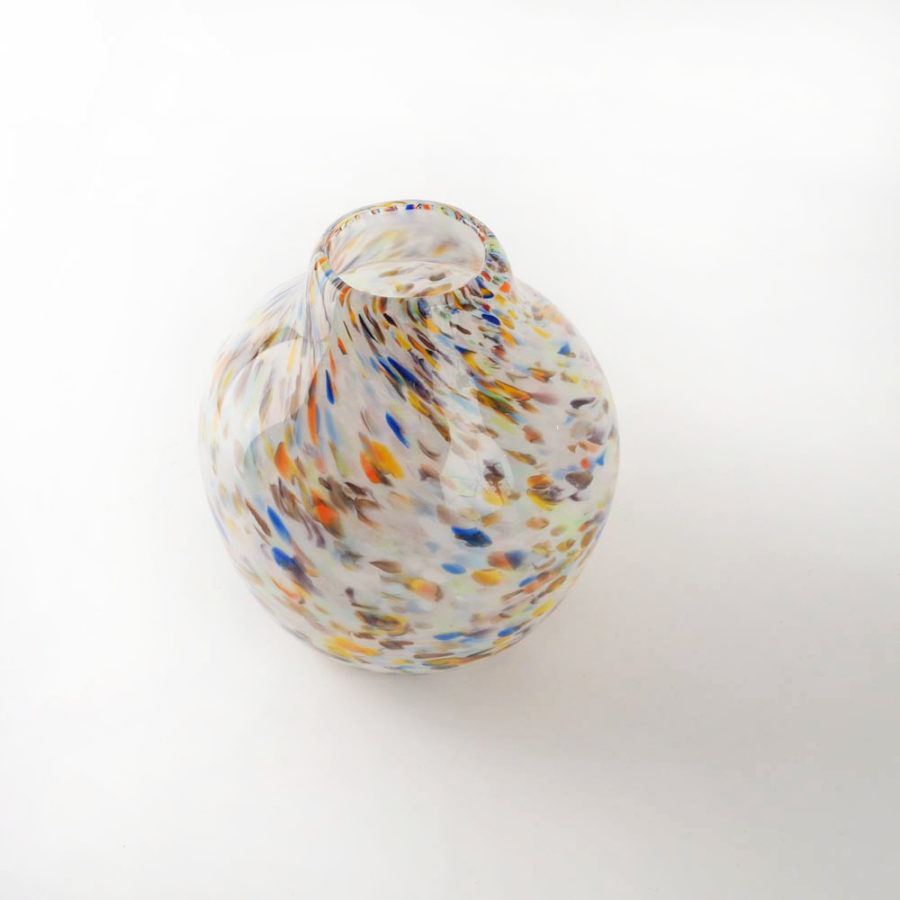 vase boule blanc en verre soufflé avec Millefiori vue2