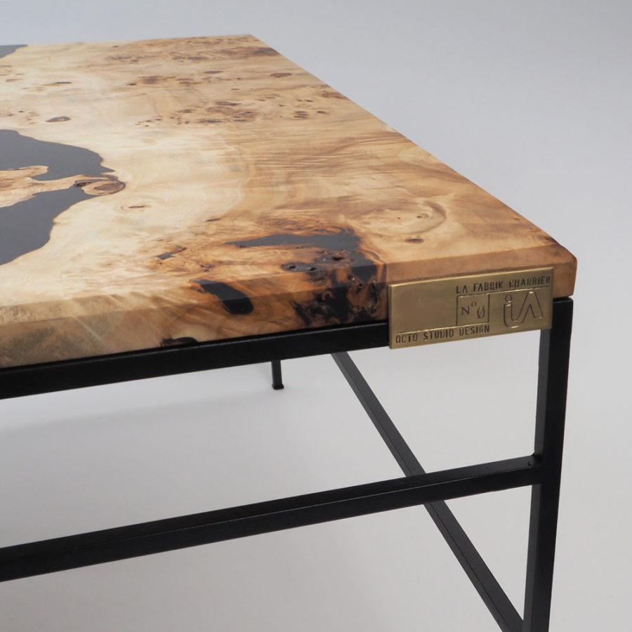 table basse en bois de peuplier numérotée